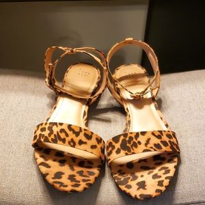 Size 11W low heel leopard sandals